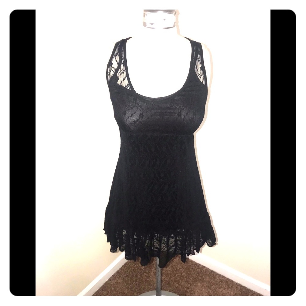 Black lace mini dress
